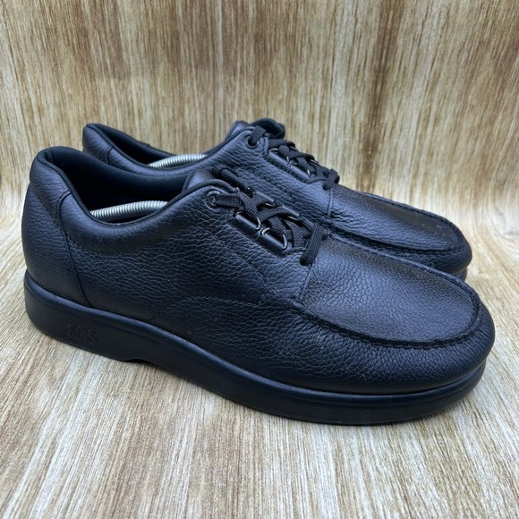 SAS Time Out Men's Size 13 WW Black Leather Lace Up Comfort Walking Loafer Shoes - Picture 1 of 10